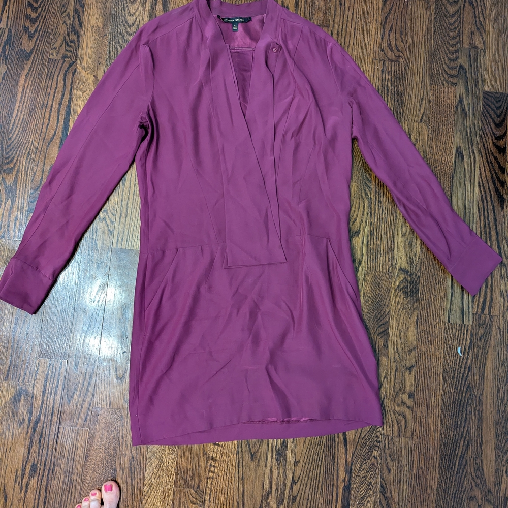 Cynthia Steffe Plum Long Sleeve Silk Tunic Dress